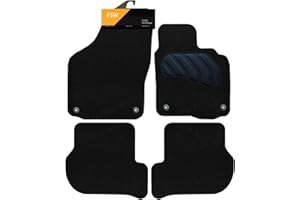 FSW - Car Floor Mats Fits Volkswagen Golf MK6 2008-2012 - Tailored Mats - Black Carpet - PVC Cushioned Heel Pad - Anti Slip Mat - Non Slip, Granulated Backing - 4 Pc Floor Mat - 4 Clips