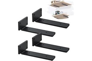 MLOQI 4 Soporte Estanteria Pared, Soporte Balda Flotante, Escuadras Para Estanterias, Escuadras Metalicas, 0,5 cm de Espesor, Soporte Baldas Pared Industrial 15 cm