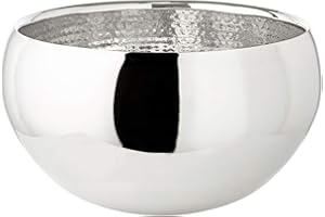 Edzard Ciotola Enea, Coppa in Acciaio Inossidabile a Doppia Parete, Martellata all'Interno, lucidata a Specchio, Diametro 35 cm