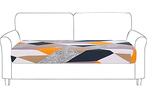 NIBESSER Copriseduta Divano Elasticizzato Fodera per Cuscino del Divano Universale Antimacchia Lavabile 1/2/3 Posti Copricuscino per Divano Morbido con Elastico(Geometria Arancione，2 Posti)