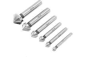 ChgImposs 6Pcs Countersink Drill Bit, 3 Edge 90 Degrees Chamfer End Mill Cutter Chamfering HSS Countersink Drill Bit