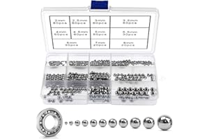 YIXISI 560 Stück 11 Größe Präzisions Lager Stahlkugeln Sortiment Kit, Edelstahl Kugellager Kugeln für Rollen Förderer Skates Transport, 2/2.5/3/3.5/4/4.5/5/5.5/6/7/8 mm