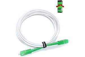 VALARDE Câble/Rallonge Fibre Optique Orange SFR Bouygues Free -Jarretière Monomode SC-APC à SC-APC - Connecteur blindé et renforcé en Kevlar - Très faible Perte - 1 Connecteur Offert(2m)