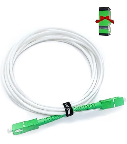 opteec® - Cavo in fibra ottica schermato - 1,5 m - ARANCIO/SFR/BOUYGUES/SOSH /RED by SFR - Prolunga/Giarrettiera - SC-APC a SC-APC Rinforzato - Simplex Modalità singola - Garanzia 10 Anni - Bianco