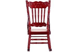 TNFEEON Dolls House Rocking Chair, 1/12 Lightweight Wooden Dollhouse Furniture Set Fun Armchair Sofa Models Early Education Play Game Dollhouse Accessories for Baby[Wood Color]