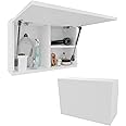 PLATAN ROOM Bathroom Cabinet 60/80/120 Wide Bathroom Furniture Bathroom Folding Wall Cabinet High Gloss Matt White (White Matt/White Matt, 60 x 40 x 25)