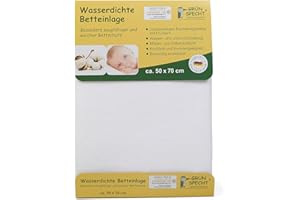 ‎GRÜNSPECHT GRÜNSPECHT Wasserdichte Betteinlage 50x70cm, Matratzenschutz, 100 % Baumwolle mit PU-Kern, kochfest & trocknergeeignet, wasserdicht & urinundurchlässig (163-00), Weiß