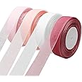 kuou 4 Rolls Sheer Organza Ribbon, 25mm x 45m Each Roll Gift Ribbon Chiffon Ribbon roll for DIY CraftsŒGift WrappingŒBouquet ŒBows, Wedding Party Decorations (4 Colour )