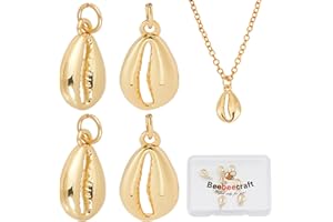 Beebeecraft 1 boîte 10 pièces Breloques Coquillage en Or Véritable 18K Plaqué Or Animaux de L'Océan Pendentif Breloques pour Waikiki Hawaii Fabrication de Bijoux à Bricoler Soi-Même