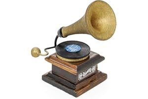 Odoria 1/12 Miniatura Antiguo Gramófono Fonógrafo Decorativo para Casa de Muñecas
