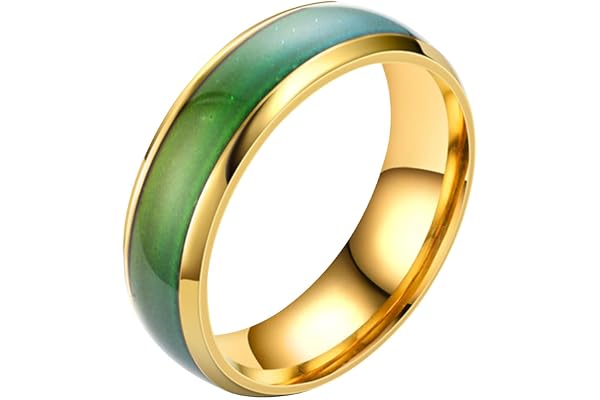 Mood Rings - 10g Women's Rings | 0.7 * 0.7inches Temperature Embossing Ring | Stainless Steel Color Changing Heart Mood Ring Wedding Band Promise