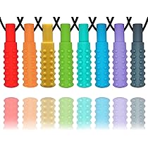 FITULABO - Collana Sensoriale Da Mordere In Silicone, 5 Pezzi A Forma Di Piuma, Per Bambini Autistici E ADHD, Sollievo Da Ansia E Terapia Orale