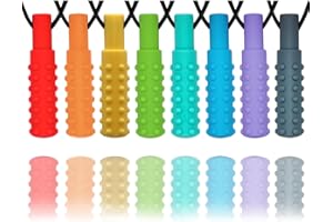 HOAISUN Sensory Chew Necklaces for Boys and Girls, 8 Pack Chew Necklace for Sensory Kids with Autism, ADHD, SPD, Biting, Silicone Chew Necklace Sensory Oral Chew Toys for Adults Reduce Chewing Anxiety Fidget