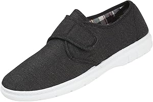 YINKA SHOES Mens Canvas Touch Close Strap Low Top Espadrille Loafer Casual Trainers Size 7-12