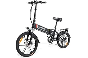 SAMEBIKE Bici electrica Bicicleta eléctrica Plegable de 20 Pulgadas Hombres y Mujeres 48v10.4ah, Bicicleta eléctrica con Pantalla LCD Luces Delanteras y traseras(Soporte de Coche con USB
