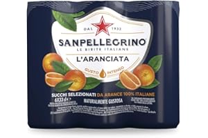 DUCOMI Sanpellegrino Aranciata - Bibita Gassata Note Fresche ed Intense dell’Arancia e del Succo d’Arancia - Succhi selezionati da Arance 100% Italiane - San Pellegrino - Confezione di 6 Lattine da 33cl