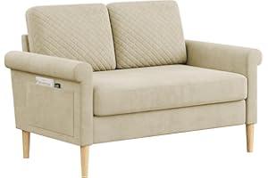 ‎VESGANTTI Vesgantti Sofa 2 Sitzer, Kleine Stoffcouch mit Armlehne，Mini Sofa für Wohnzimmer/Wohnung/Büro, Einfache Montage 123 x 70 x 88CM