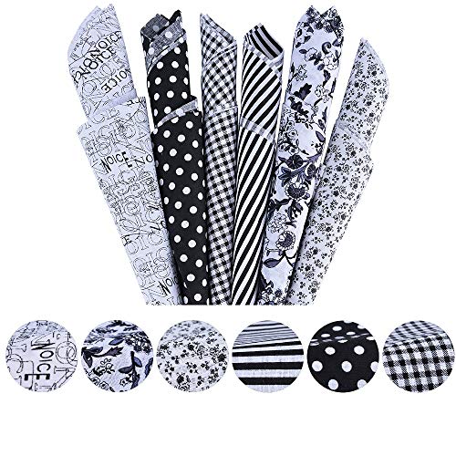 Souarts 6PCS Mixtes Textile Tissu Coton pour DIY Patchwork Artisanat Couture Noir 50cmx50cm