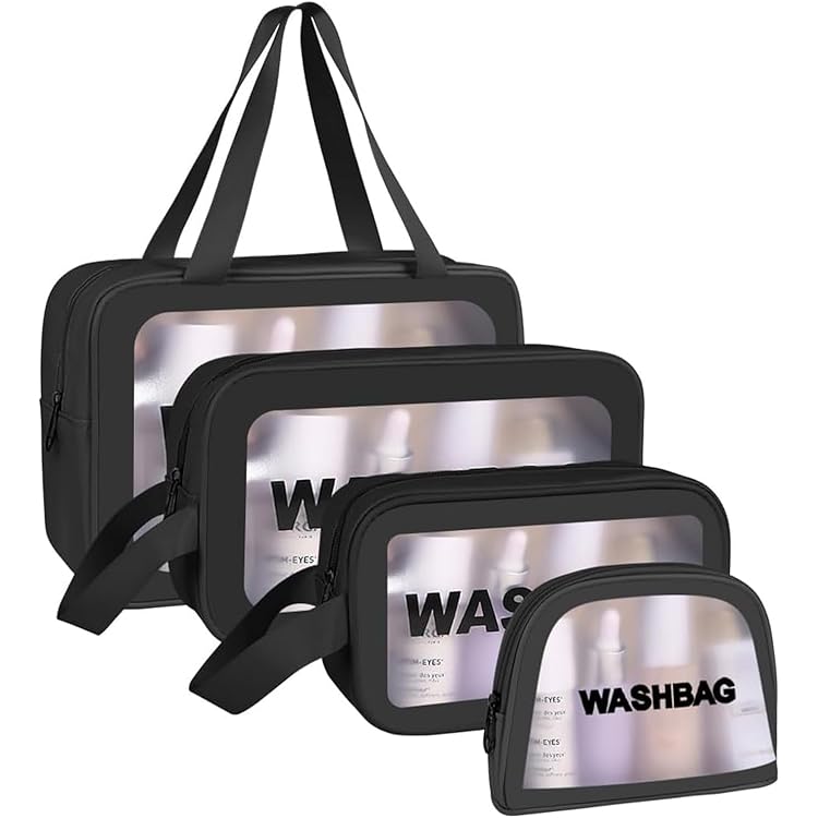 BDSHUNBF 3 stuks toilettas transparant, toilettas voor dames, grote make- uptas, wastas, reis-cosmetica-organizer, premium kwaliteit, make-uptas, toilettas voor dames en heren, wit, wit, Universeel