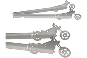 CAROLISA Grill-Zangen.de Motiv Chopper, Grillzange, spülmaschinengeeignet, Geschenkidee, Männergeschenk, Geschenk Motorradfahrer, Silber, Edelstahl, 31 cm, 1 Stück
