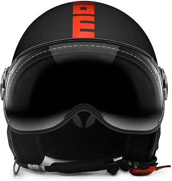 MOMO CASCO BLACK MATT/ORANGE FLUO ML : Amazon.it: Auto e Moto
