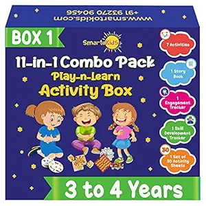 SmartoKids Activity Box for 3 Year Old Baby Boys & Girls (11-In-1 Set) - Learning & Educational Gift Pack of Play-Based Explorer Toys, Multicolor