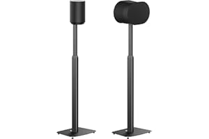 ynVISION.DESIGN Adjustable Floor Stand Compatible with SONOS Era 100 and Era 300 - Black - 2 Pack | (Pair) | Package includes mounting options for both speakers