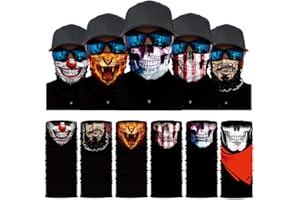 FREESIOM Freesom Lot de 6 Cache Cou Col Visage Couvre-Chef Modo Ete Bandana Tube Homme Femme Cagoule Tour de Cou Elastique Respirant Anti-solaire Sport Velo Vintage Cadeau Pas Cher