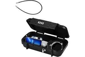 BHOULANDI Portable Safe Box with Code for Travel, Beach Lock Box, Combination Security Case with Removable Wire Rope, Mini Key Safe Storage Waterproof for Hotels, Sports, Venues, Office, Vacation