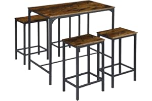 ReseeZac Tavolo da bar con 4 sgabelli da bar, set da pranzo da cucina, set tavolo da bar e sgabelli da bar, per cucina sala da pranzo soggiorno taverna, fiammato, tavolo da bar 100x60x90 CM