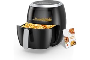 PORTOALEGRE Friggitrice ad Aria Air Fryer 8L XL con 8 Persone, 1800W Multifunzionale Friggitrice Senza Olio, 8 Programmi, Schermo Digitale LED, Ricette Cartacee[Cinque lingue compreso l'italiano]