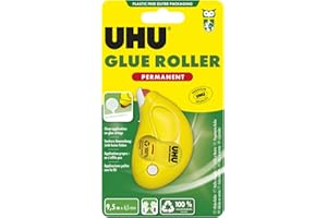 UHU Roller de colle permanent - Colle de façon permanente, rapide, propre, précis et instantané, sans solvants, transparent, 9,5 m x 6,5 mm