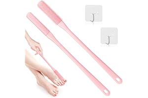 Qaestuan 2 Pezzi Spazzola per Piedi da Doccia, con Testine in Due Misure, Spazzola per la Pulizia Delle Dita dei Piedi con Manico Lungo, Spazzola per Lavare i Piedi in Silicone Morbido (Rosa)