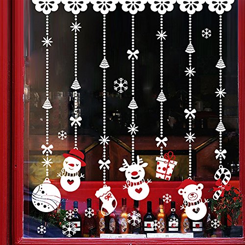 Preisvergleich Produktbild Wandaufkleber CLOOM Weihnachten Entfernbar 3D Wand Aufkleber Home Wanddekoration Wohnzimmer Dekoration Festival Wandtattoo Aufkleber Shop Decals Decor Christmas Decoration Schneeflocke Fenster Aufkleber (Weiß)