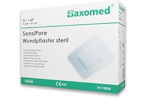 ‎SAXOMED Saxomed SensiPore Wundpflaster steril 7x5 - Pflaster sensitiv - Wundauflage 4x3 cm - Steriler Wundverband - Akute Wundversorgung und postoperatives Verbandsmaterial (50 Stück)