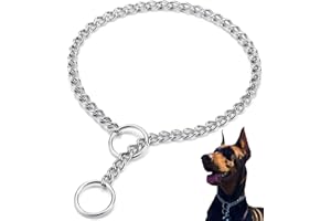 LOS ANDES Strong Dog Choke Chain No Pull Metal Slip Collar Anti Chew Training Collar Stainless Choker Collar for Small Medium Dogs