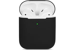 Watruer Custodia protettiva per Airpods 2 e 1 in silicone morbido ultra sottile antiurto e antiscivolo, colore: Nero