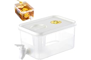 ORTUH 5L Drink Dispensers with Tap, Plastik Fridge Water Dispenser with Spigot and Filter, Record Storage Date, Cold Drink Container Juice Beverage Dispenser for Drink, Juice, Iced Tea, Lemonad