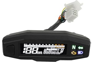 FOCKETY Velocímetro Motocicleta, 0-199KM/H 12V Pantalla LCD Digital Velocímetro Cuentakilómetros Indicador de combustible con luz de fondo, Kilómetros Millas Conmutación, Indicador Digital