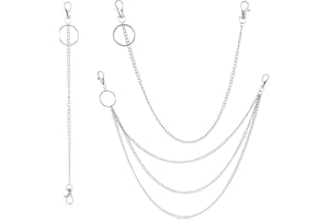 Yolev 3 Pezzi Catena di Jeans in Acciaio Inox Hip Hop Punk Pantaloni Catene Uomo Donna Abbigliamento Accessori per Portafogli Zaini Chiave