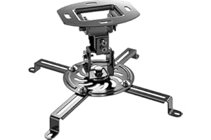 WALI Projector Ceiling Mount, Universal Low Profile Projector Mount with Retractable Arms and Multiple Adjustment Function, Mounting Holes from 2" to 12.5” (PM-002-B), Black
