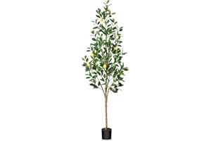 Fopamtri Planta Artificial Grande Limonero 180cm Planta Artificial de Limón con Troncos Naturales, Arbol Artificial con Maceta para Decoración del Hogar Salón Dormitorio Jardín (1 Pieza)