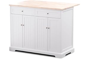 blumfeldt Kitchen Island – Free-standing Kitchen Island with Extendable Worktop, 2 Drawers & 4 Doors for Ample Storage, Modern Design, 106.5x49.5x89cm, Easy Assembly