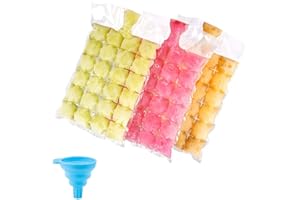 100 PCS Sacs à Glaçons, hicoosee Sac à Glace en Plastique de Qualité Alimentaire Jetable Moule à Glaçons avec un Mini Entonnoir