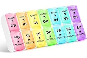 ‎OPRET Opret Deutsche Tablettenbox 7 Tage 2 Fächer Morgens Abends, Abnehmbar Pillendose, Pillenbox Medikamentenbox 7 Tage Tabletten Wochenbox Tablettendose Tablettenbox 14 Fächer