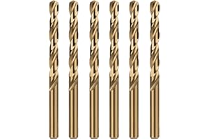 Misuyue M35 Foret Cobalt Metal 5mm, 6pcs HSS Forets Carbure Meche Metal Hélicoïdal Professional pour Inox Alliage Titane Cuivre Fer