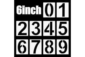 AIYORSE 6 Inch Number Stencils Set, 0-9 Address Number Painting Stencil Templates, Reusable Plastic Digital Templates for Cake Stencil Mailbox Signs Parking Lot House Numbers Stencils Wall Art, 10PCS