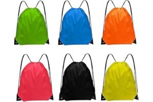 DDSHUN 6 Pack Drawstring Bags Drawstring Gym Bag Waterproof Running Backpacks Sports String Bag String Swim PE Bag for Sports, School, Gym, Travel, Swimming Beach Storage Organization - Multicolor