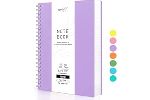 RETTACY Cuaderno A4, cuaderno con espiral, 300 hojas/150 páginas para escribir, papel rayado universitario de 100 g/m², tapa dura de PVC, 21,5 x 27,9 cm, color morado