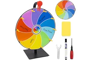 KQWVZ Glücksrad zum Drehen, 30cm Glücksrad zum Selbstgestalten, 10 Slots Beschriften Glücksrad Spielzeug, mit Trocken Abwischbarem Marker und Radiergummi, für Karneval, Messen, Gewinn-Spin-Spiele